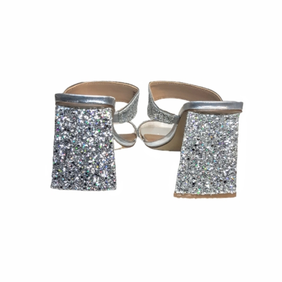 Abound Carina Chunky Block Heel Silver Glitter Crystal Sandal Strapy y2k 90s - Picture 6 of 7